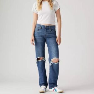 Levi’s Low Pro Straight Medium Wash Distressed Boyfriend Jeans 29